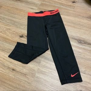 Women Nike Pro Dri Fit Black Coral Pink Capri  Leggings Size XS